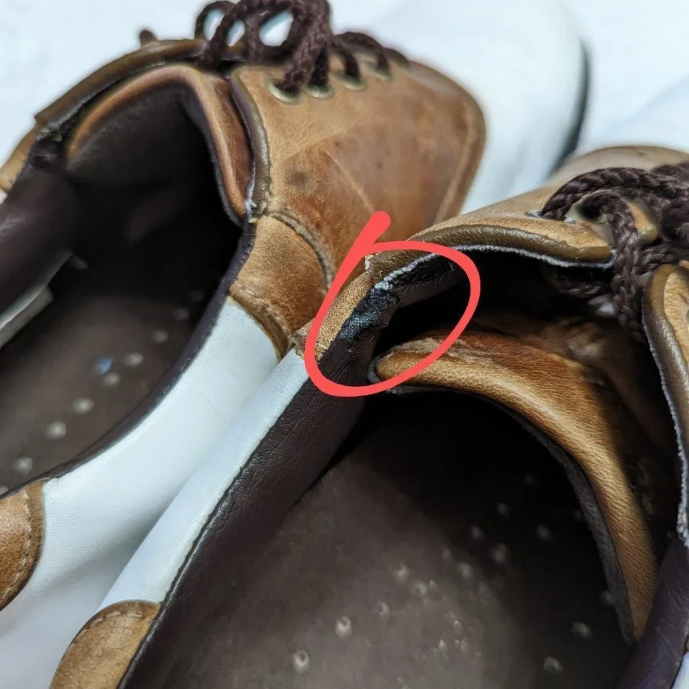 Footjoy Men's SuperLites Spiked Golf Shoes White Brown Style 58049 US Size 10M - Picture 6 of 8